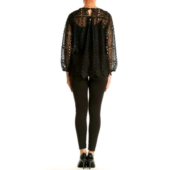 Anthropologie Maeve Auralis Black Studded Grunge Lace Blouse Size Small - Picture 4 of 13